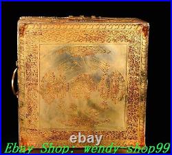 12 Old Chinese Dynasty Copper 24 K Gold Buddhism Scripture Word Book Box Set