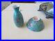 2 pc. Antique Vintage Marked Famille Rose Turquoise Bowl & Vase Chinese Set