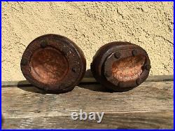 2-pc Set Antique Chinese Boxwood Gourd 7 Sculptures Hand Carved Vine Leafs