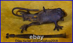 4.8 Antique Chinese Bronze Dynasty Animal common pond frog Statue lock Key Set