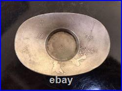 5 Pcs Set Teacup Saucer Elliptical Shape Chinese Tin Chataku Tea Tools Antique