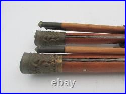 A Fine Antique Brass bamboo Chinese Traveling Trousse Knife & Chopsticks Two Set