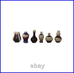 A Mid 20th Century Set Of 6 Miniature Chinese Sang De Boeuf Vases In Fitted Case