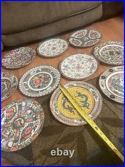A Set Of 10 Antique Chinese 10.25 Porcelain Plates