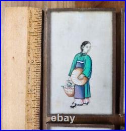 ANTIQUE CHINESE 19th CENTURY PITH RICE PAPER PAINTINGS FRAMED SET OF 6