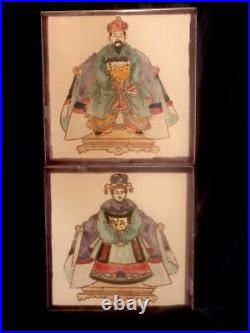 Antique 1920's Set of 2 Chinese Hand painted Porcelain / Ceramic Pool Tiles