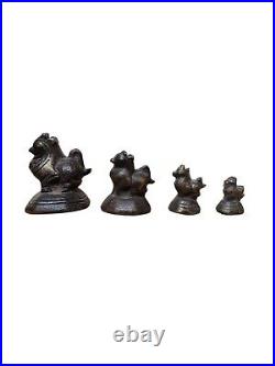 Antique Bronze Chinese Opium Weights Mythical Lions Burma 18th Century Set Of 4