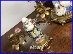 Antique Chinese Canton Clock Set. Very Rare Set Indeed
