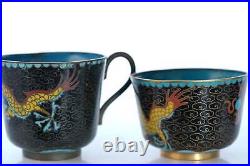 Antique Chinese Dragon Cloisonne Cup set 2