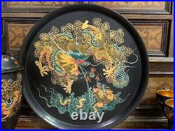 Antique Chinese Dragon Lacquer Cocktail Set