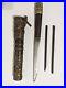 Antique Chinese Dragons Traveling Trousse Chopstick Knife Set Wood Brass Genuine