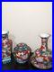 Antique Chinese Famille Rose Pottery Ginger Jar, 2 Vases, And Underplate Set