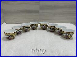 Antique Chinese Handpainted Teacups Set Of 8