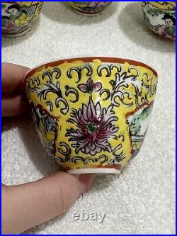 Antique Chinese Handpainted Teacups Set Of 8
