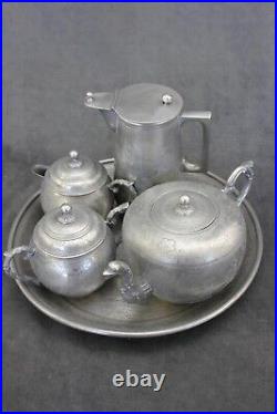 Antique Chinese Huikee Pewter Swatow Tea Set Fully Marked