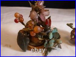Antique Chinese Jade Tree Flowers ON CORK Bonsai Plant Asian OVER 100 YRS SET 2
