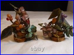 Antique Chinese Jade Tree Flowers ON CORK Bonsai Plant Asian OVER 100 YRS SET 2