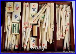 Antique Chinese MahJong Set in Original Case complete with counters