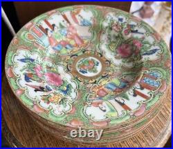 Antique Chinese Qing Famille Rose Medallion Porcelain Set 6 Bowls Dishes Canton