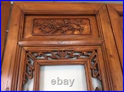 Antique Chinese Set of 4 Carved Screen Doors Cedar / Cypress w Dragon Horse