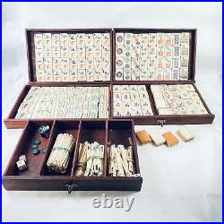 Antique Complete Chinese Mahjong Set With Arabic Numerals 3x2x1cm Tiles Special