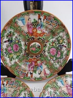 Antique Quin Dynasty Chinese Rose Medallion 6in Plate set of 4 Porcelain