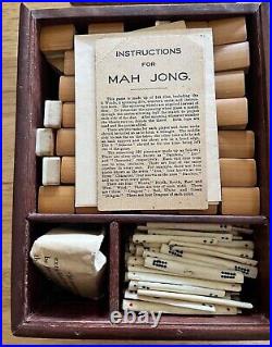 Antique Rosewood & Bone Chinese Mahjong Set 1920s Mah-Jongg