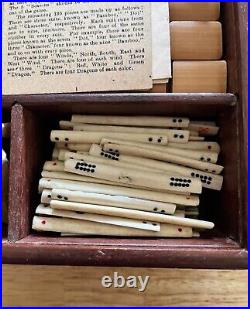 Antique Rosewood & Bone Chinese Mahjong Set 1920s Mah-Jongg