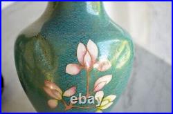 Antique Set of Three Chinese Cloisonne Vases and Bowl. Flower & Bird BEAUTIFUL
