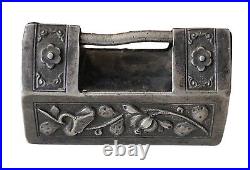Antique Silver Chinese Lock And Bells Set Repousse With Box