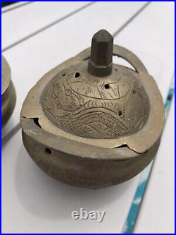 Antique chinese brass incense Sensor burner Set Of Two