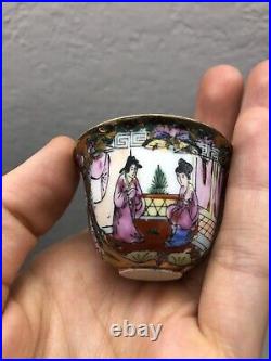 Antique chinese tea set hand painted porcelain miniature set
