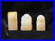 Antique chinese white jade seal stamp set three pieces with craving and red skin
