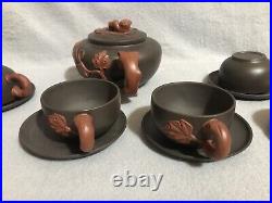 Beautiful Set Of Vintage Chinese Yixing Zisha Teapot And Cups Signed