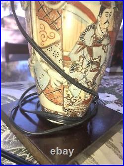 Chinese Antique Crackle Glaze Enamel 19th Century Vase Lamp Set