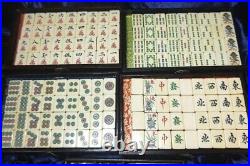 Chinese Mahjong Ma-Jong Antique Japanese Vintage Set Big Tiles Excellent Used