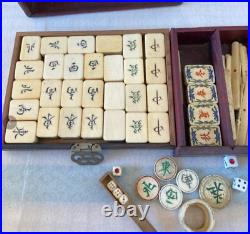 Chinese Mahjong Ma-Jong Antique/Vintage Brass metallic metal Set P214