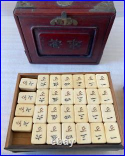 Chinese Mahjong Ma-Jong Antique/Vintage Set 144pic P215