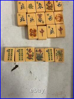 Chinese Mahjong Ma-Jong Antique/Vintage Set 162 pcs Thick Butterscotch Bakelite