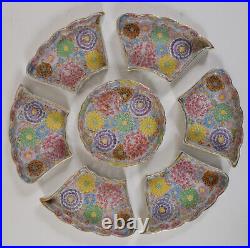 Chinese Porcelain Millefleur Sweetmeat Dish Set Famille Rose Antique