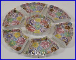 Chinese Porcelain Millefleur Sweetmeat Dish Set Famille Rose Antique
