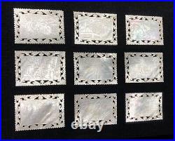 Chinese Qing Dynasty, Rare, Mother of Pearl Gaming Counters, rare set of 9
