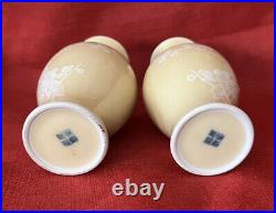 Chinese Yellow Porcelain Vases White Paste Jingdezhen Zhi ca 1950-70s Set Of 2