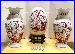 Nib Rare Antique Large Chinese Peonies Fine Art Feng Shui Porcelain Set