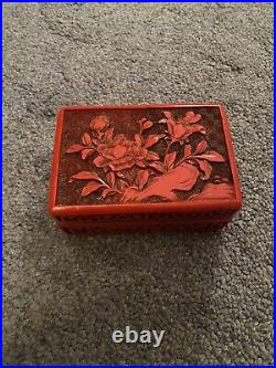 Red Lacquer Chinese Carved Cinnabar Set Antique