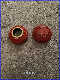 Red Lacquer Chinese Carved Cinnabar Set Antique