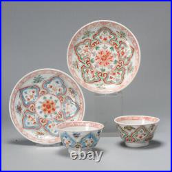 SET Antique Famille Verte Kangxi period Tea Bowl SE Asia Chinese Porcelain