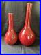 Set 2 antique chinese sang de boeef oxblood red glazed porcelain vases 19th cent