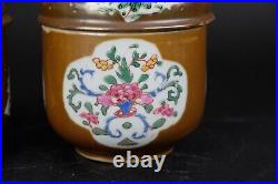 Set Antique Chinese Porcelain Jars 18th C Famille Rose Batavia 13.5 cm