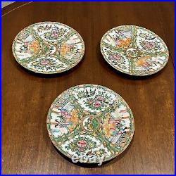 Set Of 3 Antique Chinese Porcelain Famille Rose Medallion Plates